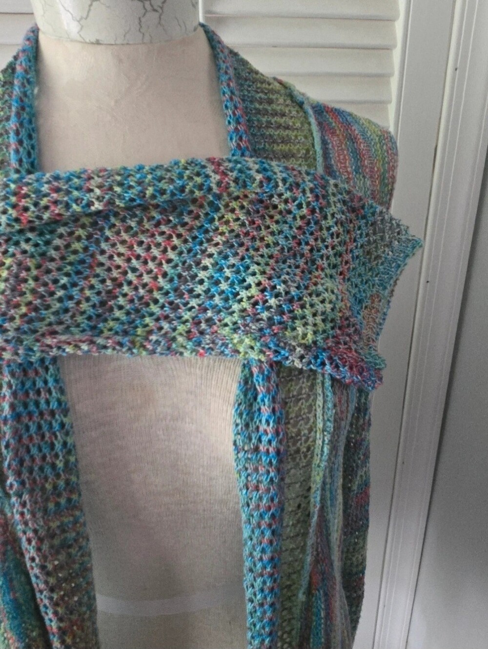Krazy Kat Coastal Open Knit Cardigan Blue Multicolor Festival M - Picture 8 of 10